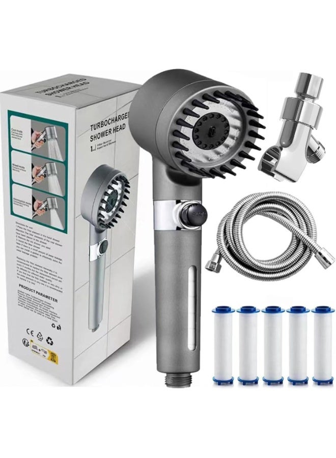 ECLux Ion Drops Filtered Shower Head, 2026 NEW Ion Drops Shower Head with 59in Hose/Bracket, Adjustable Filtered Showerhead with 5 Filter Replacements, Built-in Power Flash for Bathroom Cleaning - Image 1